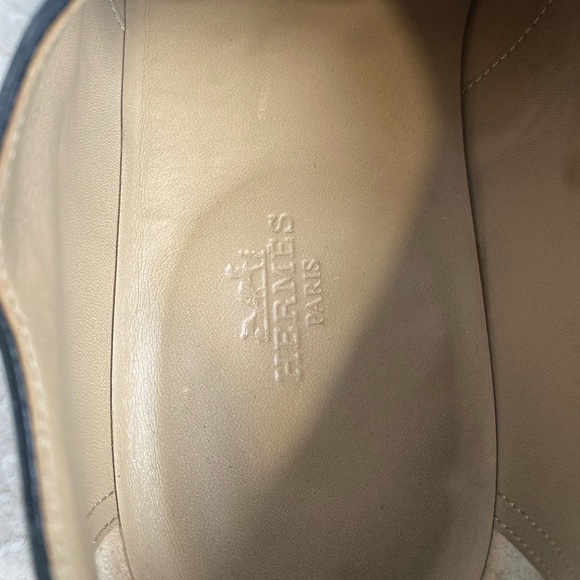 Hermès Men’s Black Leather Loafers EU 41.5 US 8.5 Lace-Up Dress Business Shoes‎